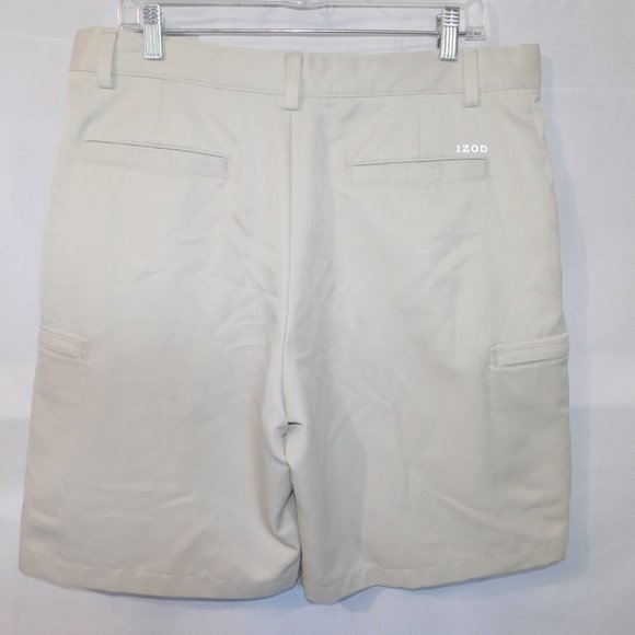 IZOD Golf FlexSwing Mens 34 Beige Flat front casual Shorts - Picture 8 of 8